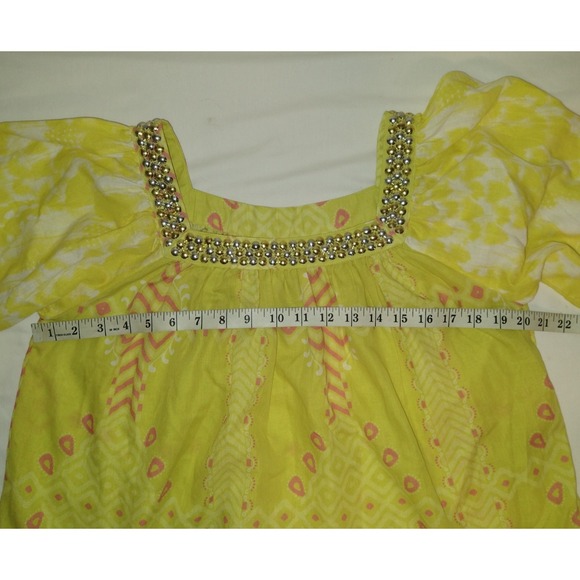 Sheridan French Blouse Small Yellow Boho Peasant Gypsy Balloon Sleeves Top - Picture 5 of 6